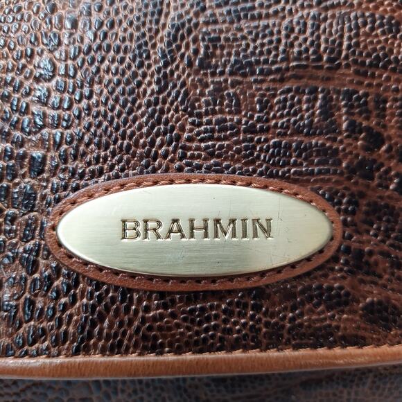 Brahmin Brown Leather Crocodile Embose Chain Strap Flap Closure Shoulder Bag - Picture 4 of 12